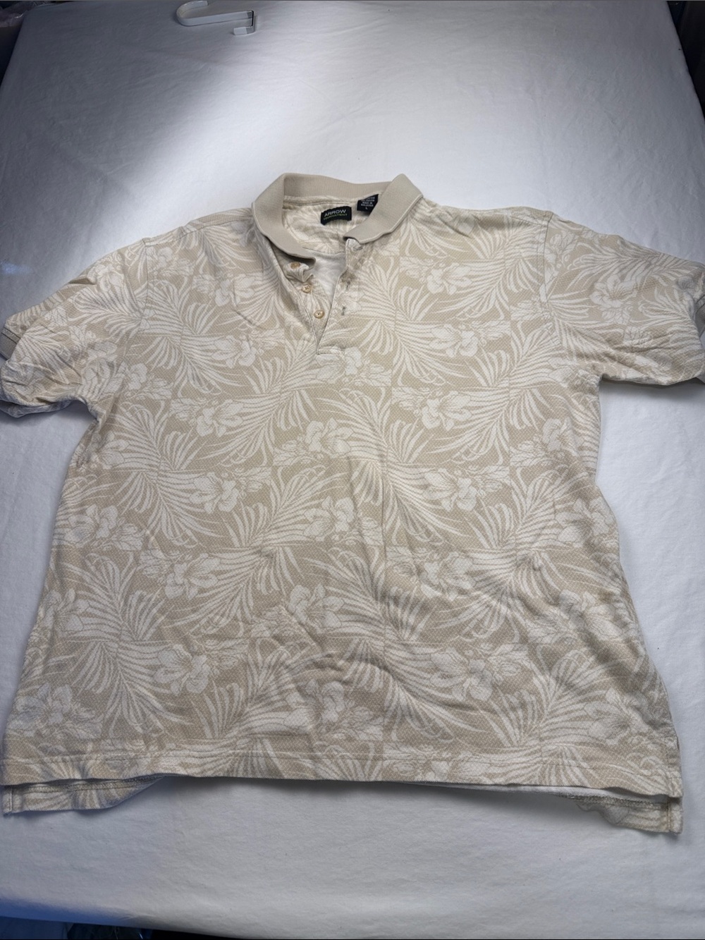 Arrow Beige/creme Short-Sleeve Polo Sz L
